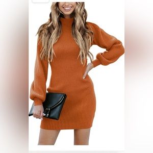Long Sleeve Knit Stretchable Slim Sweater Bodycon Mini Sweater Dress